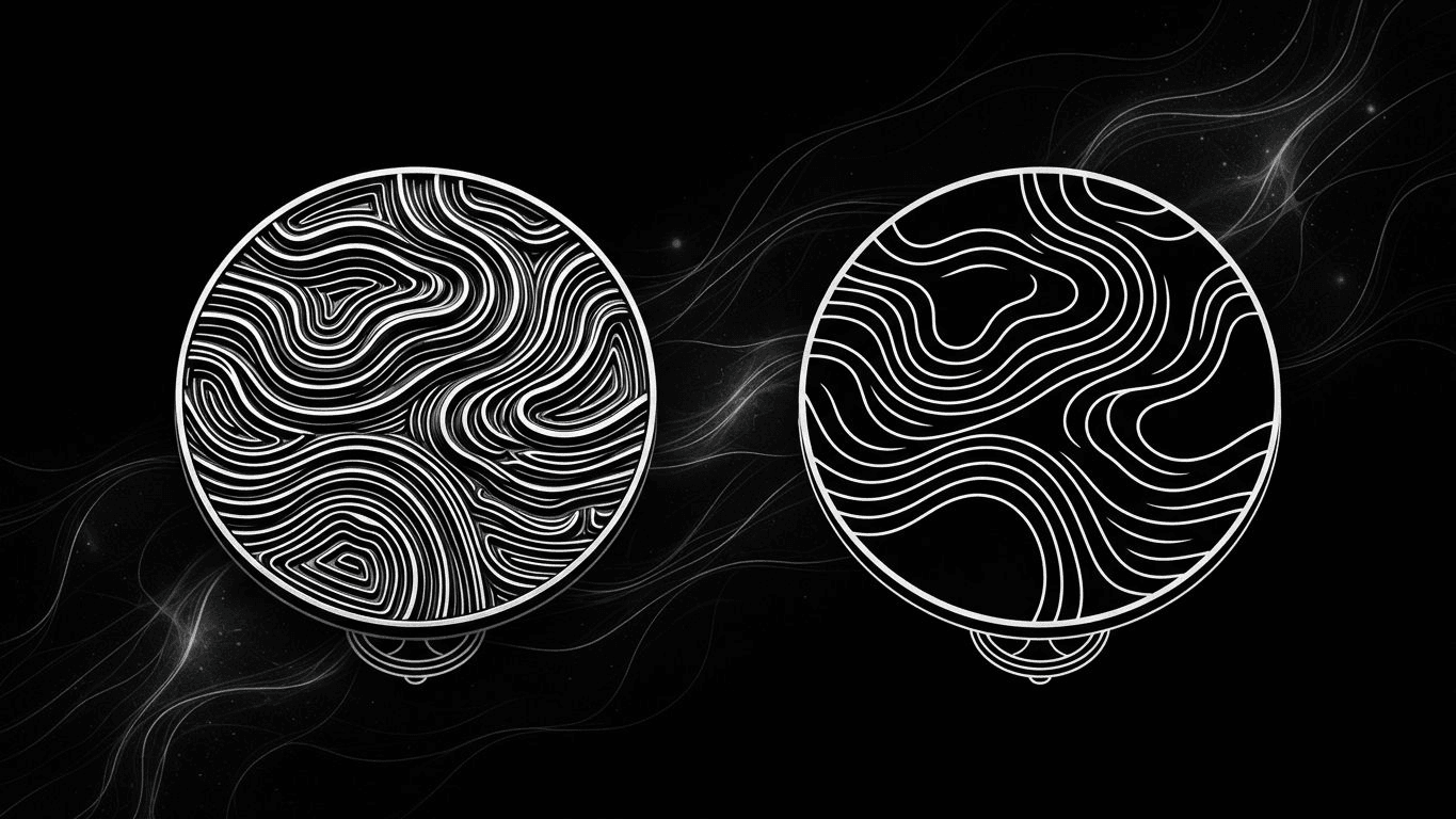Comparison of a textured soft enamel pin and a smooth, flat hard enamel pin showing surface differences.