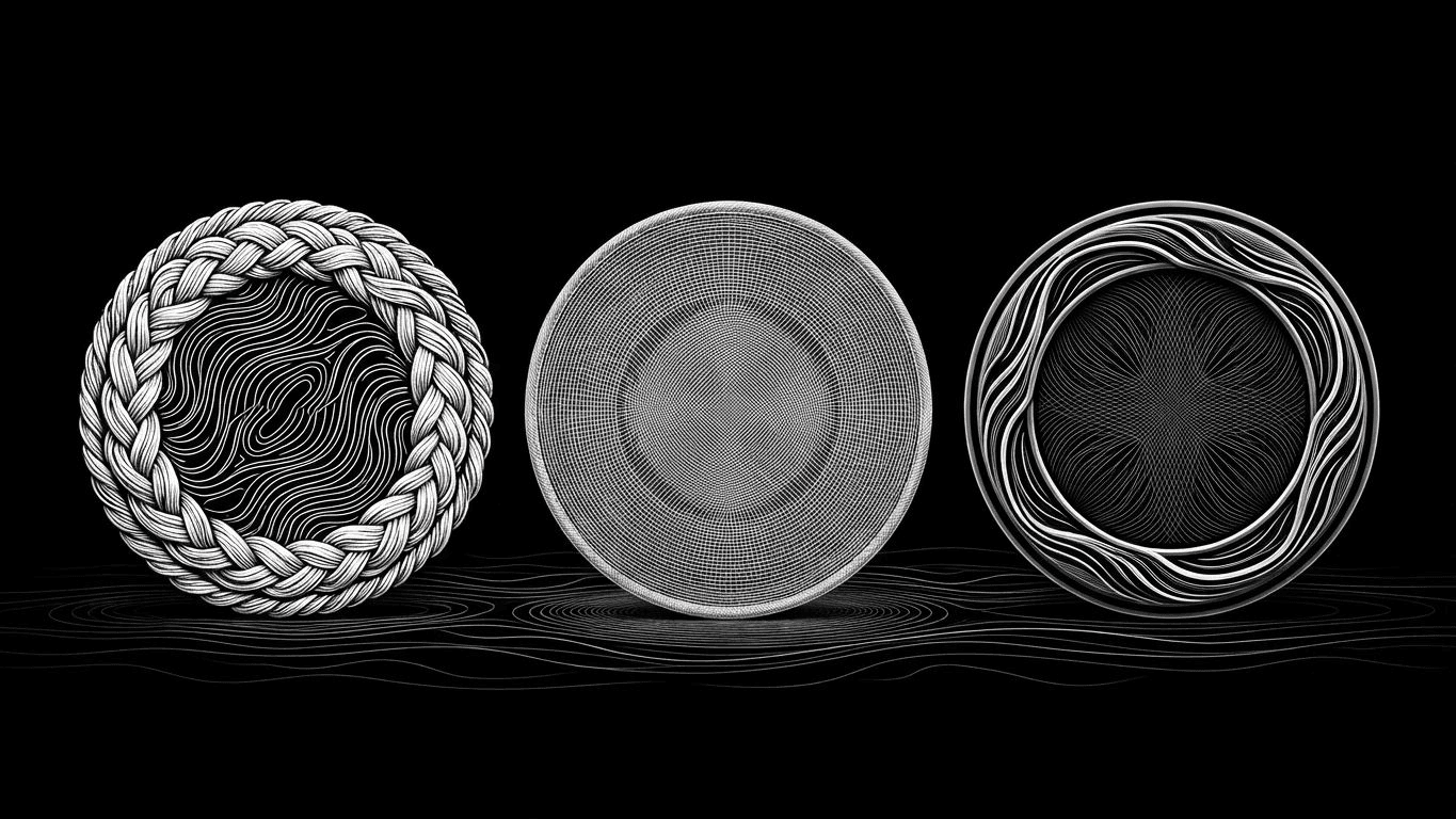 A comparison of embroidered, woven, and PVC patches showing different textures and thicknesses side-by-side.
