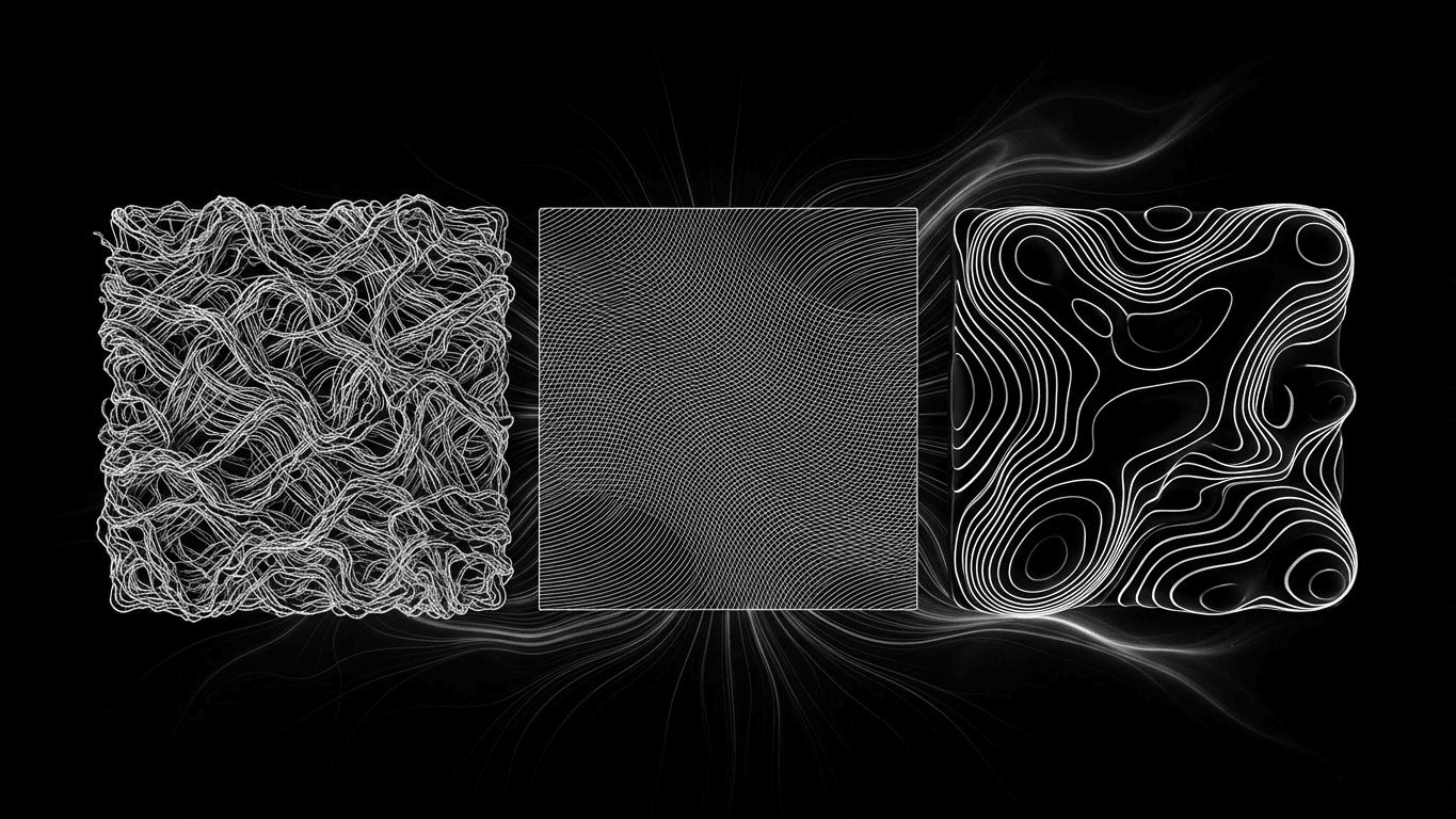 Close-up comparison of a textured embroidered patch, a smooth woven patch, and a matte 3D PVC rubber patch.